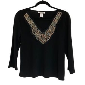 90s beaded three quarter length sleeve blouse
